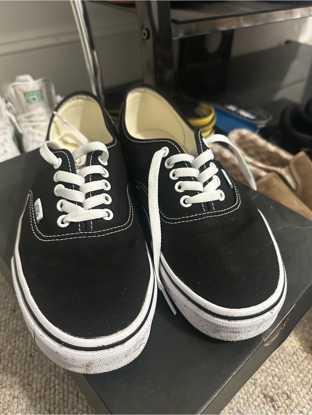 Vans Black and White Low-Top Canvas Sneakers